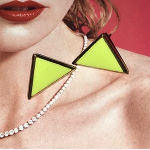 Yellow Geometric Triangle Earrings